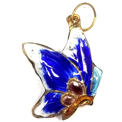 ENAMEL BUTTERFLY 21X28MM BLUE